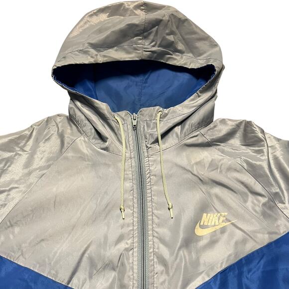 Nike Vintage 80’s Swoosh Blue Silver Windbreaker Jacket - Picture 3 of 5